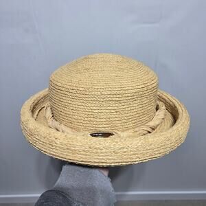 Liz Claiborne Natural Straw Rolled Brim Hat